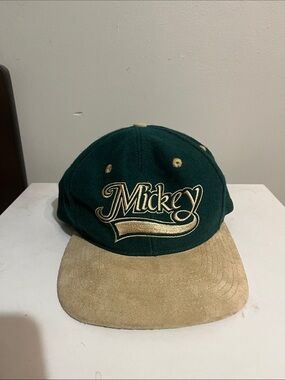 Mickey Embroidered Dark Green and Tan Baseball Cap